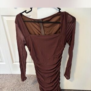 Elegant Brown Long Sleeve Dress